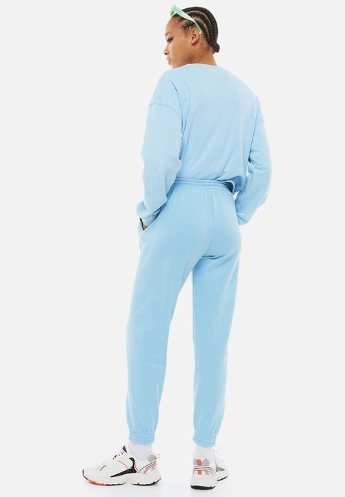 H&M - High-waisted joggers - light blue 