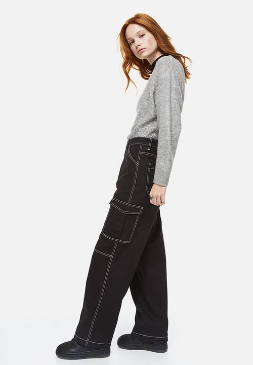 H&M - Twill cargo trousers - black