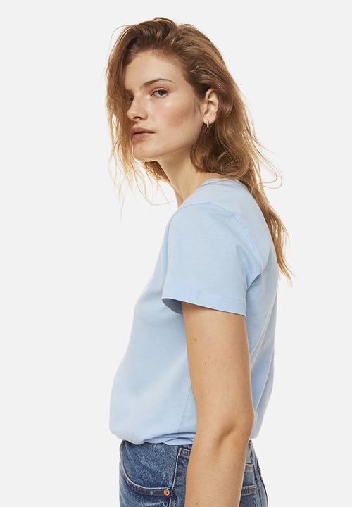 H&M - Cotton T-shirt - light blue 