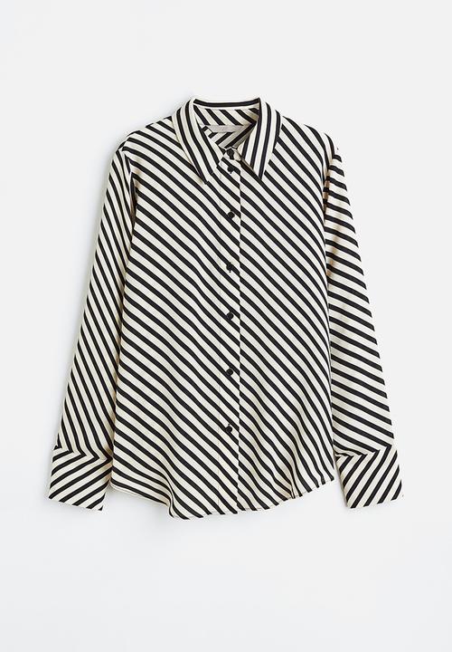 H&M - Pointed-collar shirt - black,white