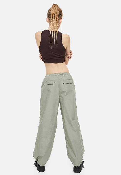 H&M - Parachute trousers - light khaki green 