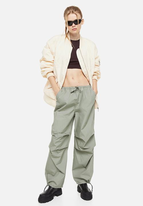 H&M - Parachute trousers - light khaki green 