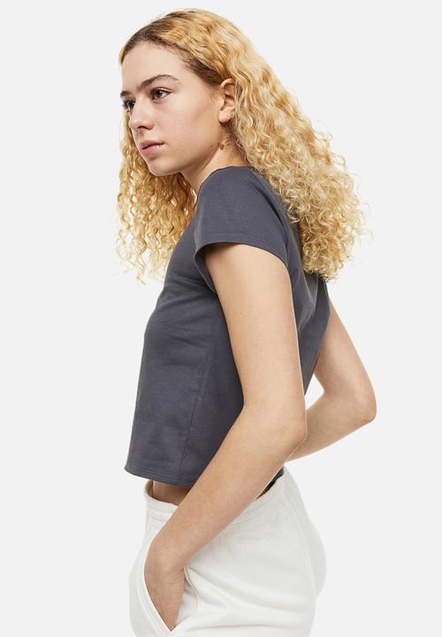 H&M - Cotton jersey t-shirt - dark grey 