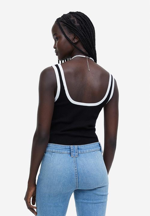H&M - Rib-knit vest top - black & white