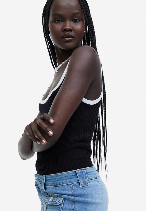 H&M - Rib-knit vest top - black & white