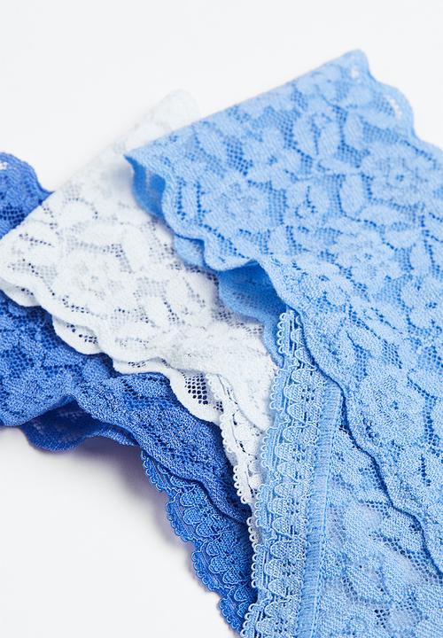 H&M - 3-pack lace thong briefs - blue & white