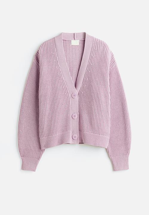 H&M - Rib-knit cardigan - light purple 