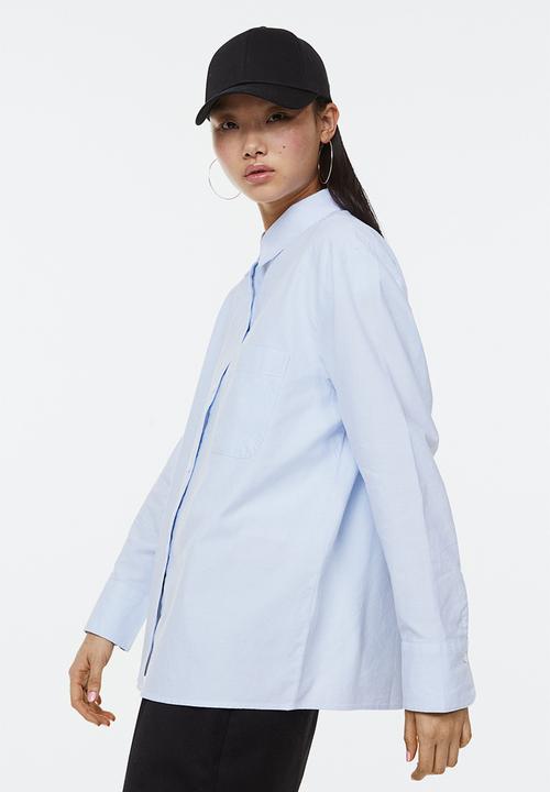 H&M - Oxford shirt - light blue/striped