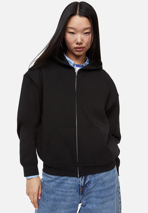 H&M - Oversized zip-through hoodie - black