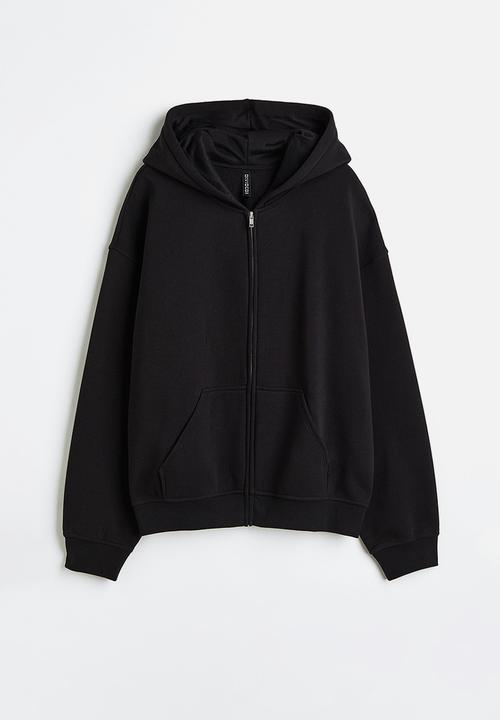 H&M - Oversized zip-through hoodie - black