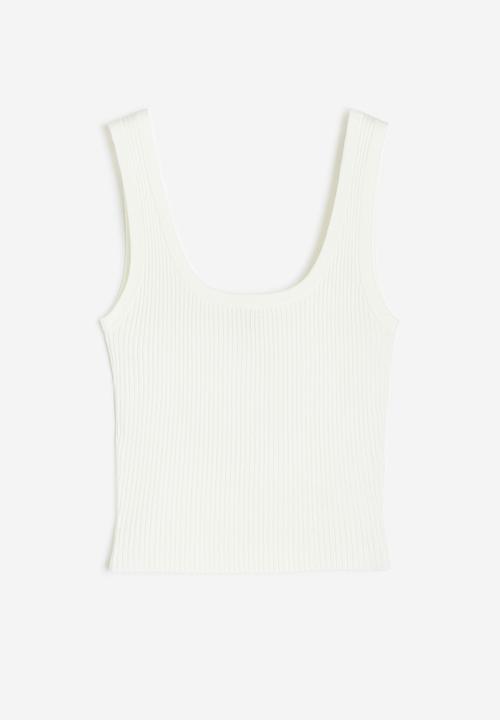 H&M - Rib-knit vest top - cream 