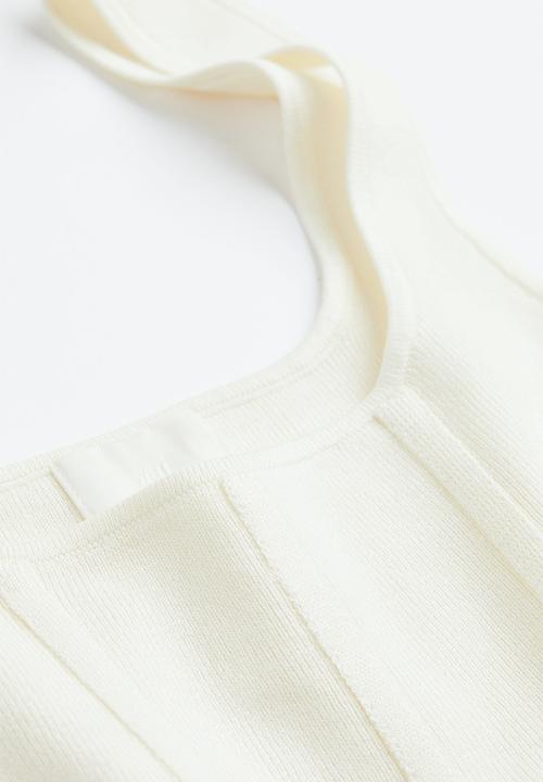 H&M - Fine-knit corset top - white
