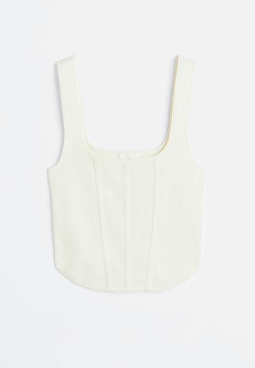 H&M - Fine-knit corset top - white