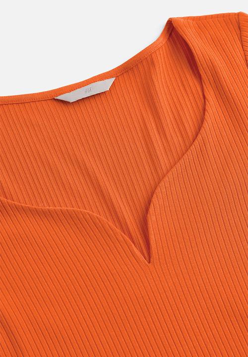 H&M - Long-sleeved ribbed top - orange