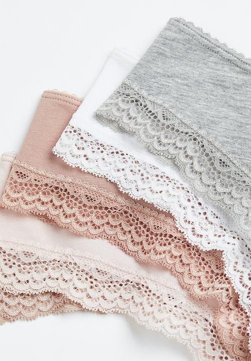 H&M - 5-pack brazilian briefs - grey,pink,white