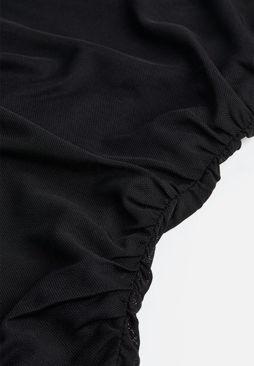 H&M - Gathered mesh bodycon dress - black