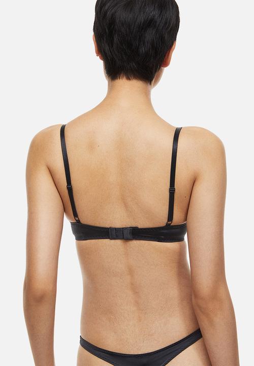 H&M - Stretch satin super push-up bra - dark grey