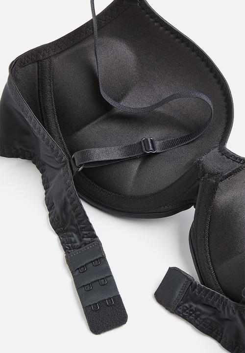 H&M - Stretch satin super push-up bra - dark grey