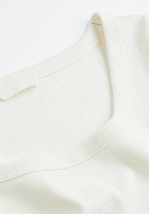 H&M - Ribbed cotton top - white