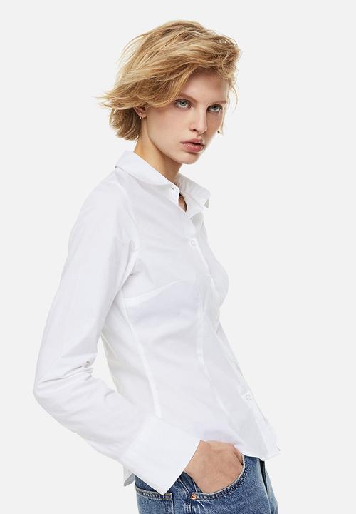 H&M - Fitted poplin shirt - white