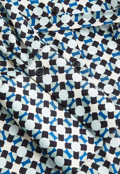 H&M - Tie-belt shirt dress - blue/patterned 
