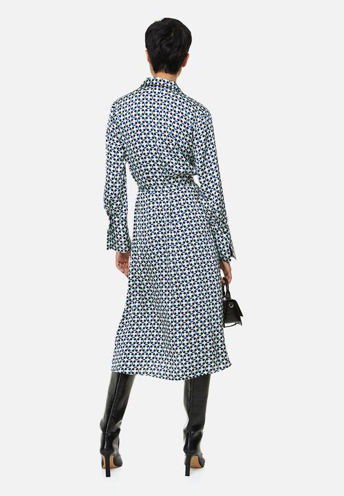 H&M - Tie-belt shirt dress - blue/patterned 