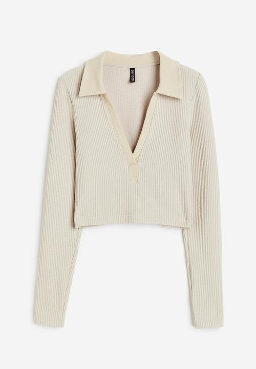 H&M - Collared ribbed top - beige
