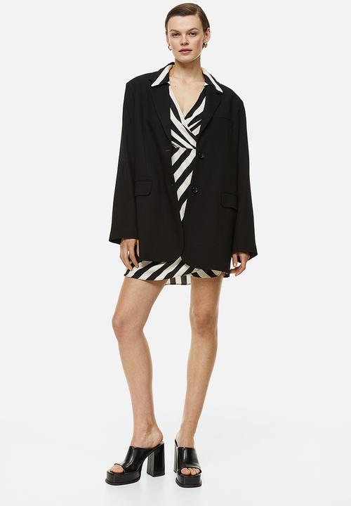 H&M - Wrap dress - cream/black striped 