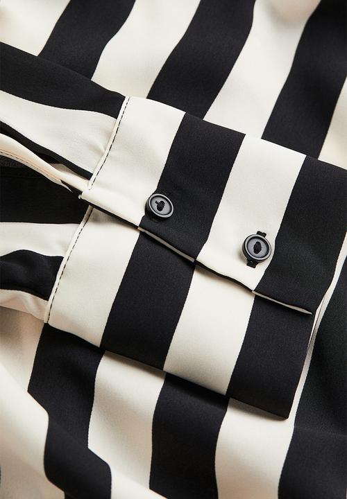 H&M - Wrap dress - cream/black striped 