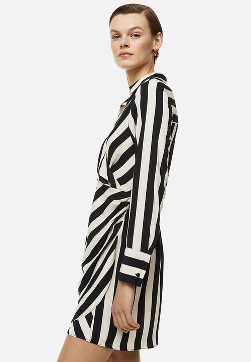 H&M - Wrap dress - cream/black striped 
