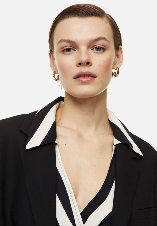 H&M - Wrap dress - cream/black striped 