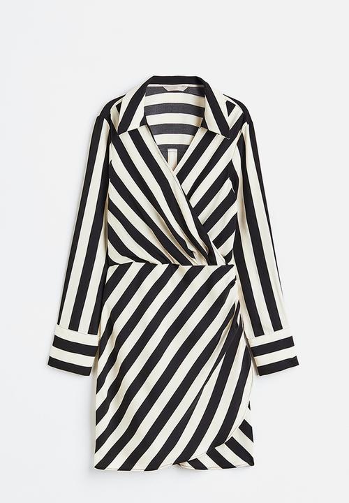 H&M - Wrap dress - cream/black striped 