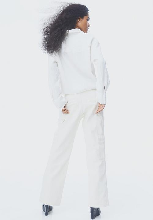 H&M - Wide cargo trousers - cream 