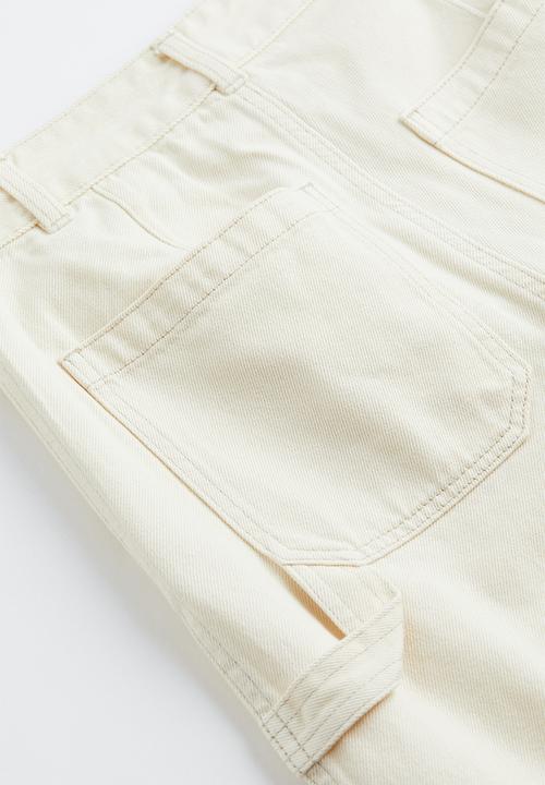 H&M - Wide cargo trousers - cream 