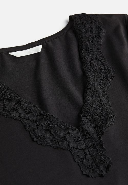 H&M - Lace-trimmed body - black