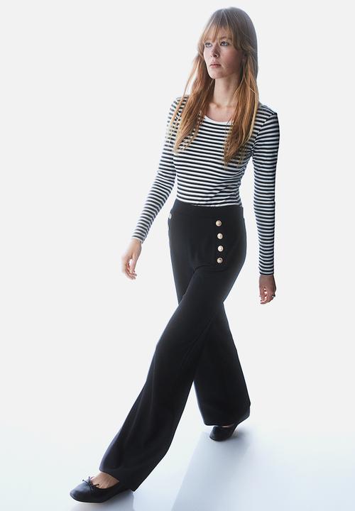H&M - Button-front trousers - black