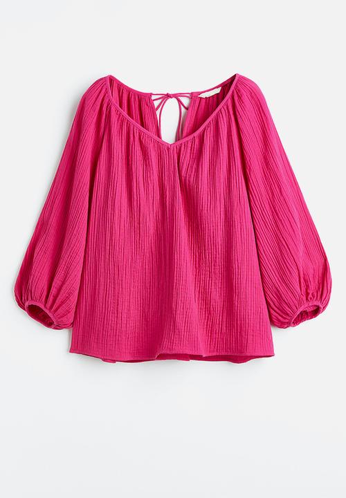H&M - Crinkled blouse - cerise