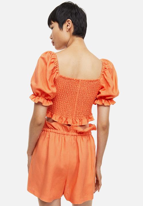 H&M - Smocked cropped top - orange
