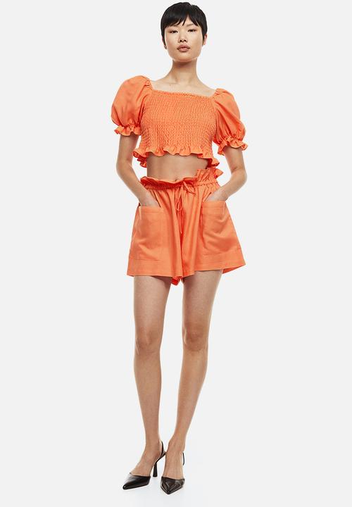 H&M - Smocked cropped top - orange