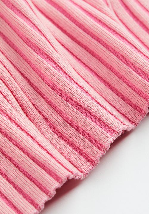 H&M - Collared rib-knit dress - pink