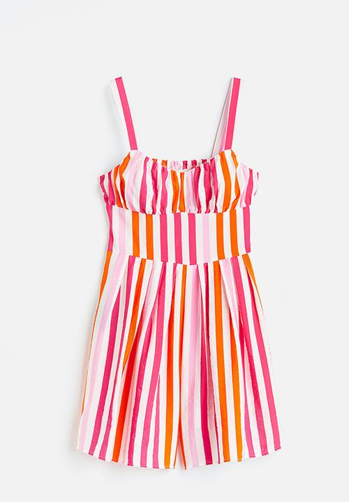 H&M - Playsuit - cerise / striped 