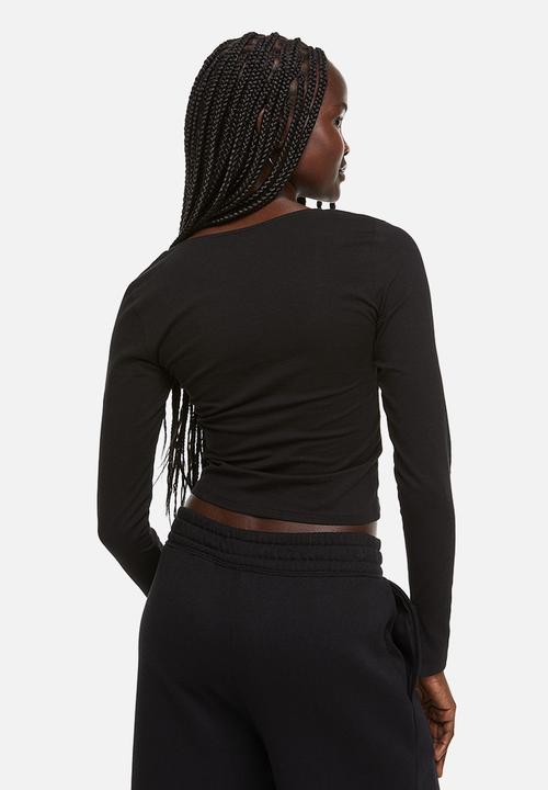 H&M - Long-sleeved cotton top - black