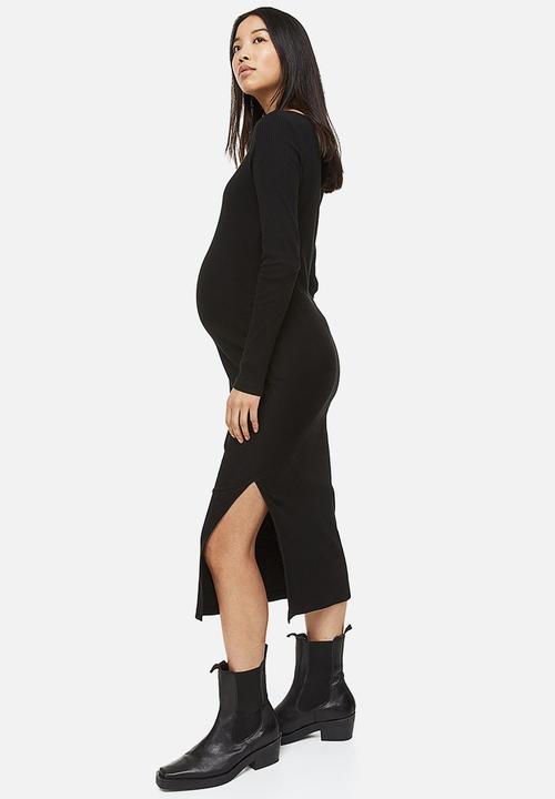 H&M - Mama ribbed bodycon dress - black