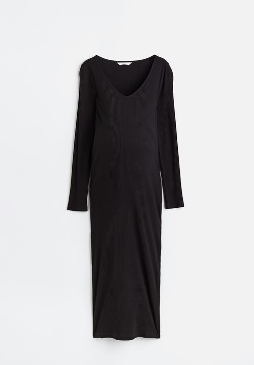 H&M - Mama ribbed bodycon dress - black