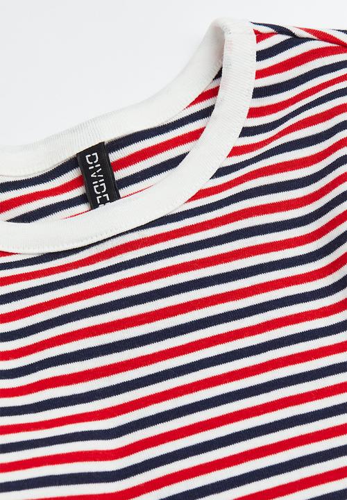 H&M - Fitted cotton top - white/striped