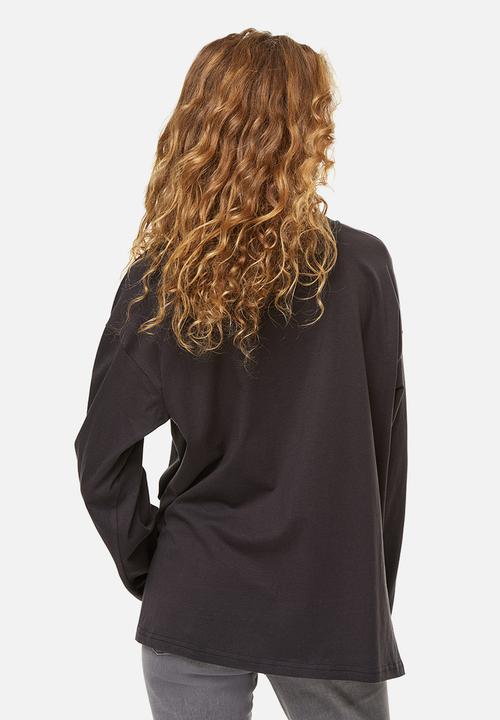 H&M - Oversized print-motif top - dark grey/nirvana 