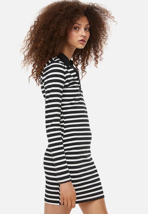 H&M - Collared bodycon dress - black /white striped