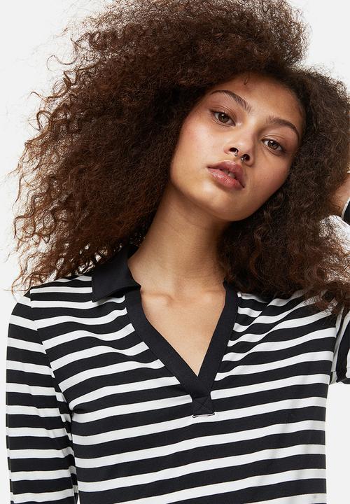 H&M - Collared bodycon dress - black /white striped