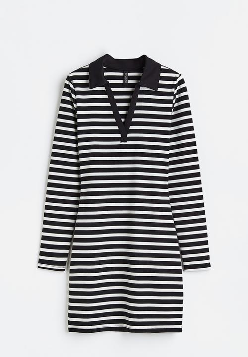 H&M - Collared bodycon dress - black /white striped