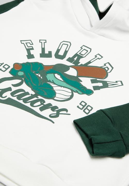 Pop Candy - Boys hoodie & sweatshort set - green & ecru